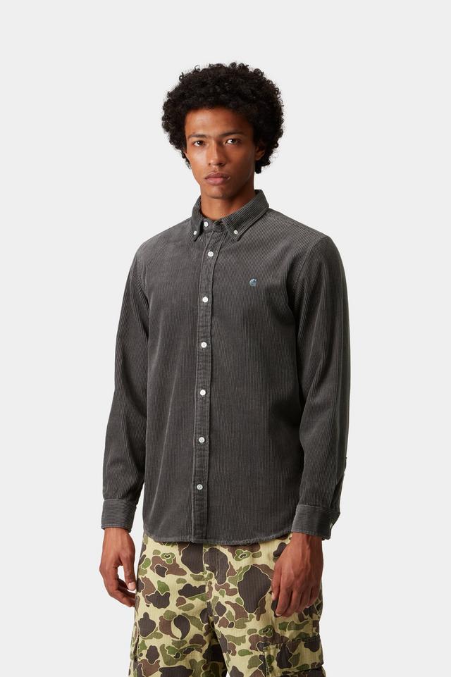 Carhartt WIP Madison Cord Shirt-Graphite Graphite / Graphite front view