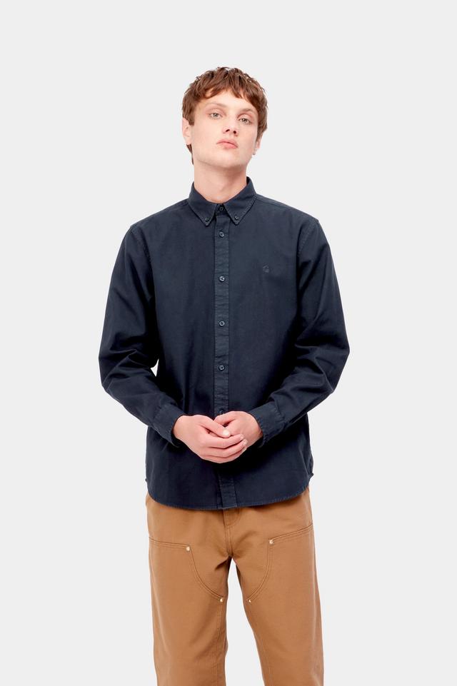 Carhartt WIP Bolton Shirt-Dark Navy DARK NAVY model front view