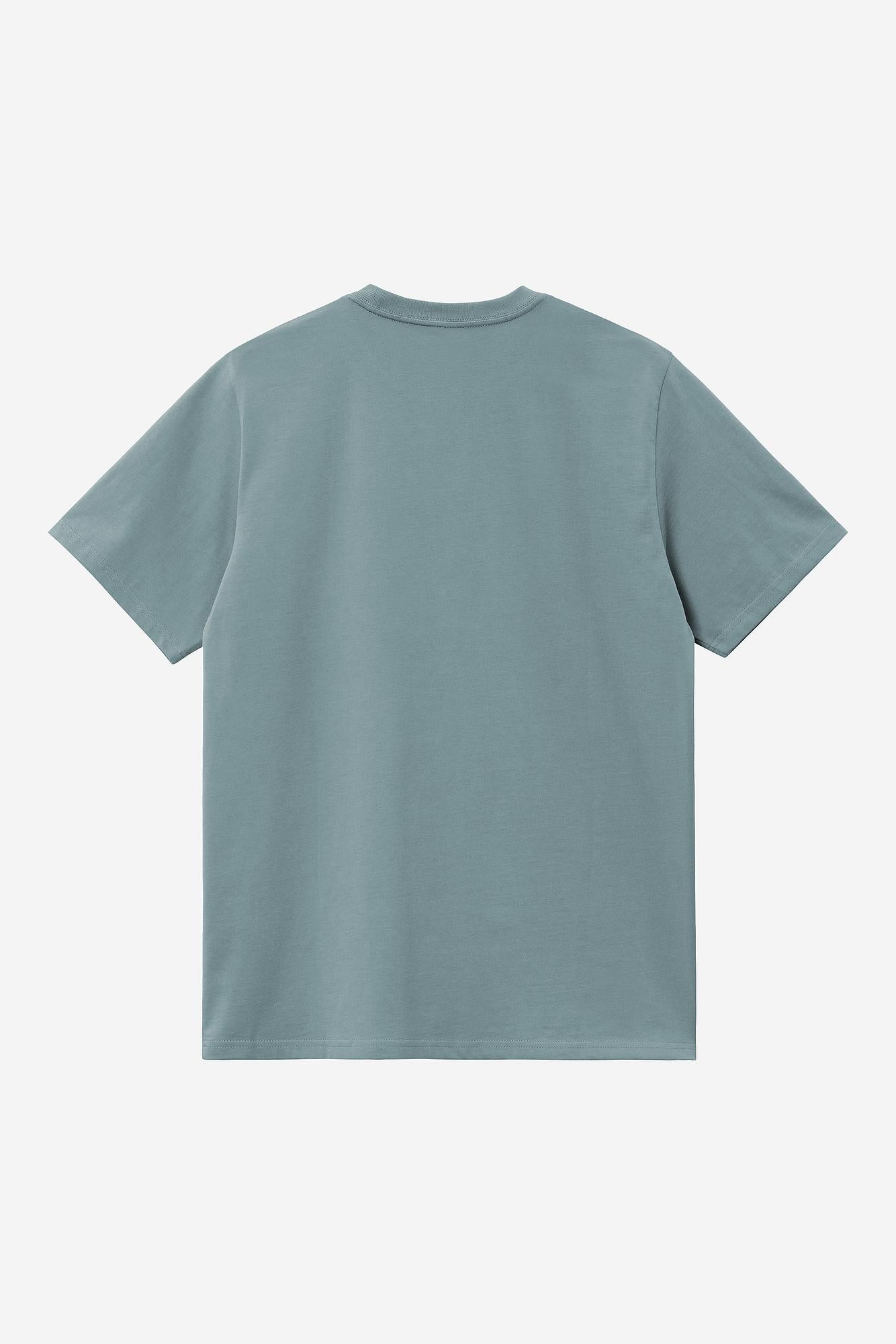 Plain light blue t-shirt on a white background-Back view