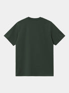 Carhartt WIP S/S Pocket T-Shirt in Dark Scarab, back view, short sleeves, plain crew neck, no visible pocket detail on this side.