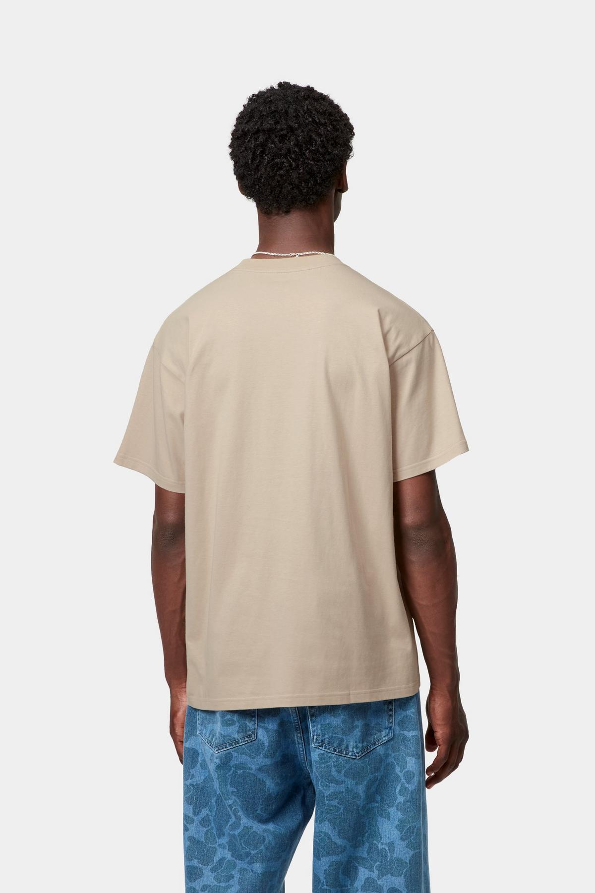 Carhartt WIP S/S Script Embroidery T-Shirt-Fleur de Sel / White Fleur de Sel / White model front view