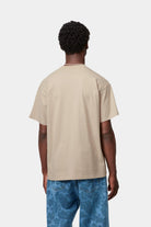 Carhartt WIP S/S Script Embroidery T-Shirt-Fleur de Sel / White Fleur de Sel / White model front view
