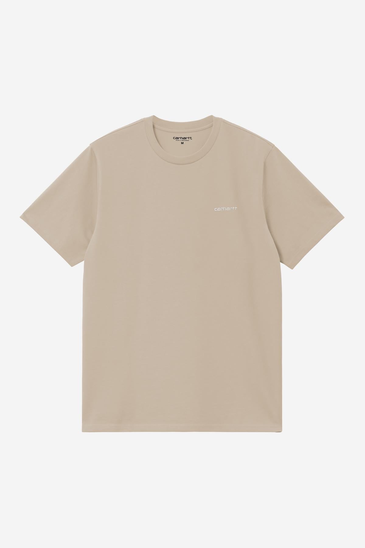 S/S Script Embroidery T-Shirt-Fleur de Sel / White