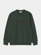 Carhartt WIP Carhartt Sweatshirt in Dark Scarab / Palisander, front view with embroidered logo on chest
