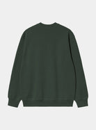 Carhartt WIP Carhartt Sweatshirt in Dark Scarab / Palisander, back view, with ribbed cuffs and hem.