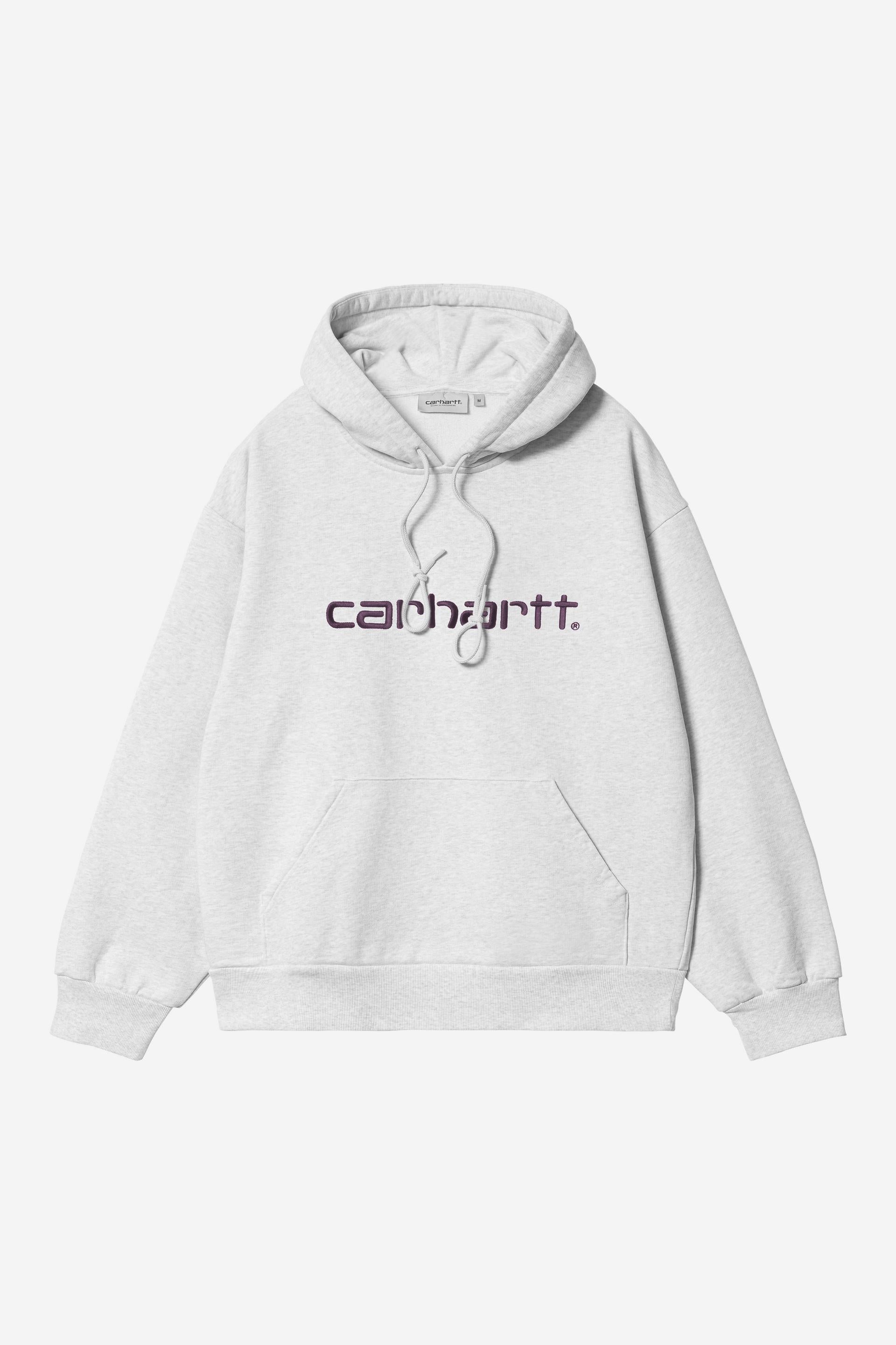 Men's Hooded Carhartt Sweat-Ash Heather / Cozy Purple-Front View