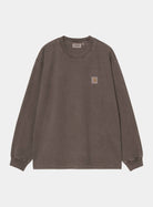 Carhartt WIP L/S Vista T-Shirt in Tobacco, front view, with long sleeves and small chest label.
