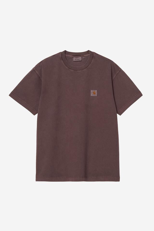 Brown t-shirt with a logo on a white background