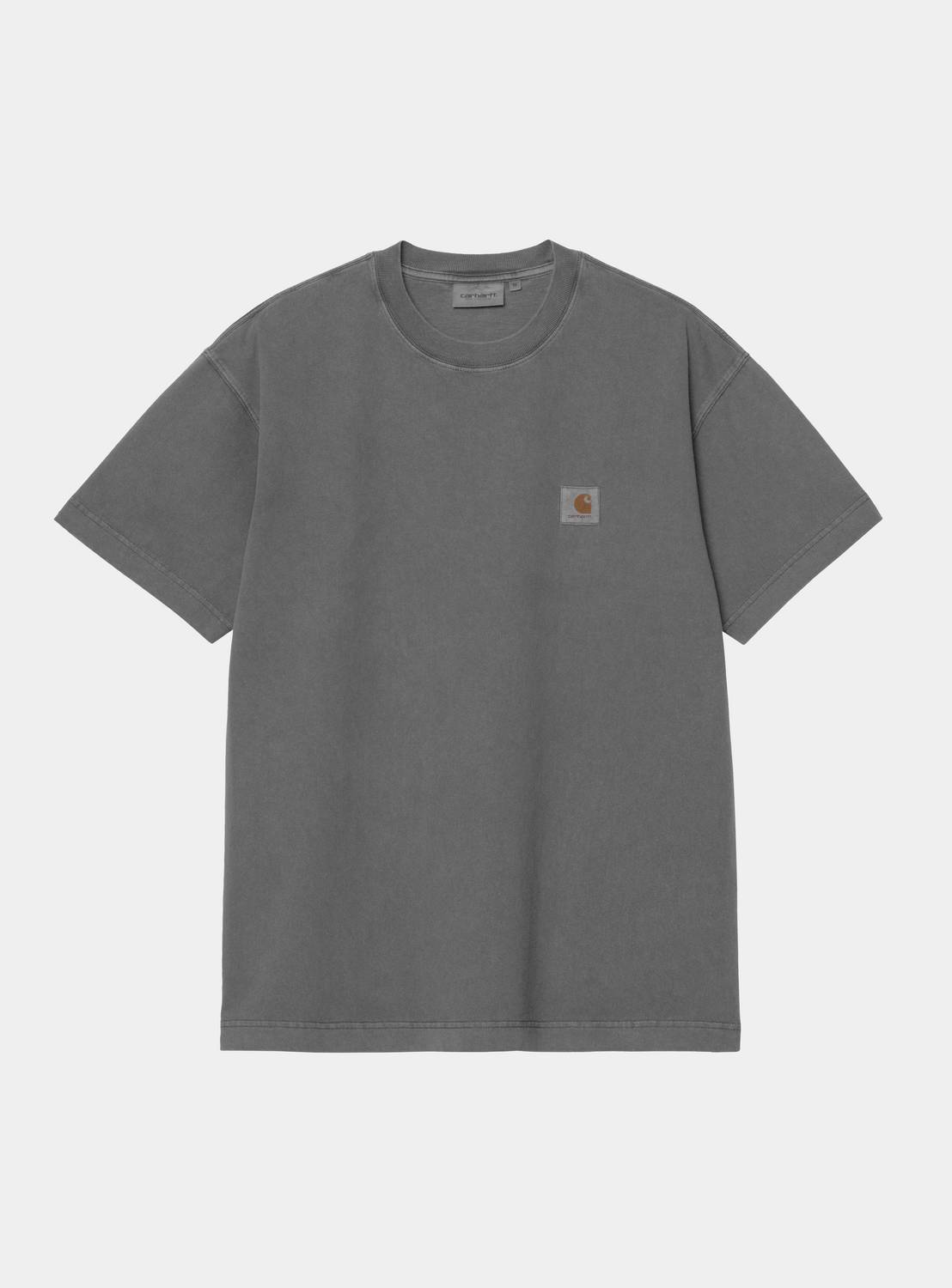 Carhartt WIP S/S Vista T-Shirt in Black, shown front view with short sleeves and a small square chest label.