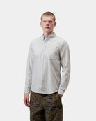 Carhartt WIP L/S C-Logo Shirt-Shady Grey / White Shady Grey / White front view