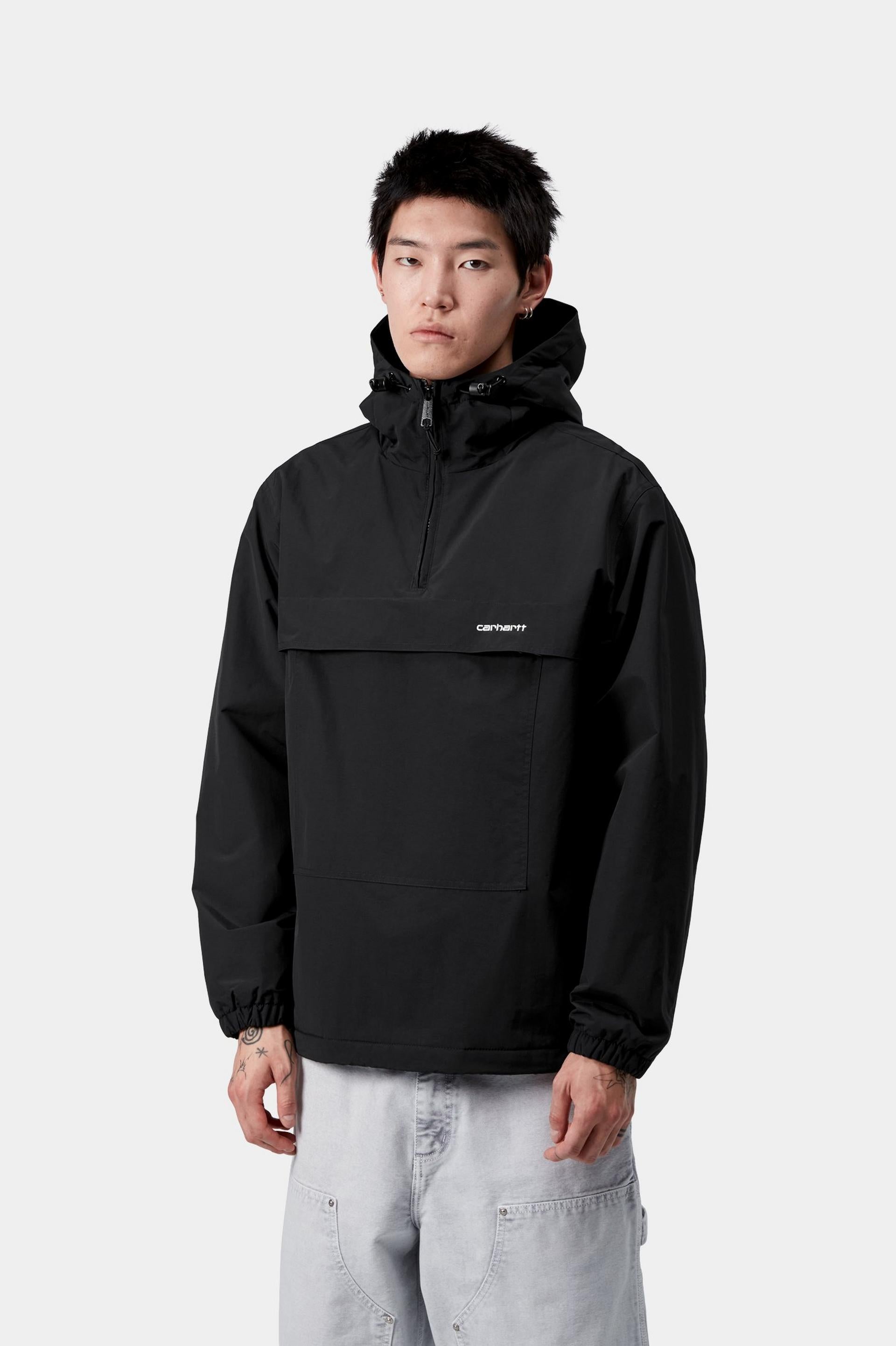 Carhartt WIP Windbreaker Pullover-Black/White Black / White front view