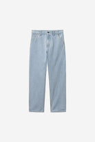Carhartt WIP Single Knee Pant-Blue-Stone Bleached Blue-Stone Bleached flat front view