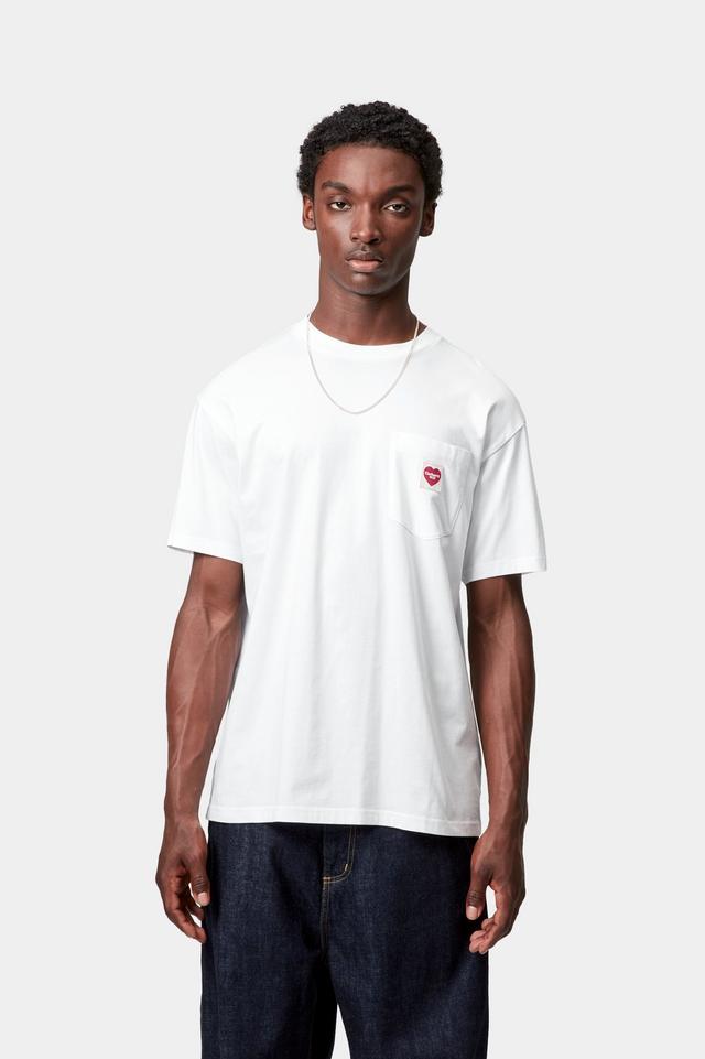 S/S Pocket Heart T-Shirt-White / Red