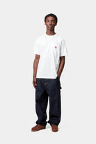 Carhartt WIP S/S Pocket Heart T-Shirt-White / Red White / Red model front view