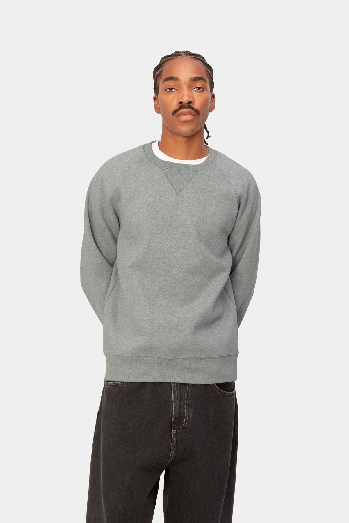 Carhartt WIP Chase Sweat-Grey Heather / Gold Grey Heather / Gold front view