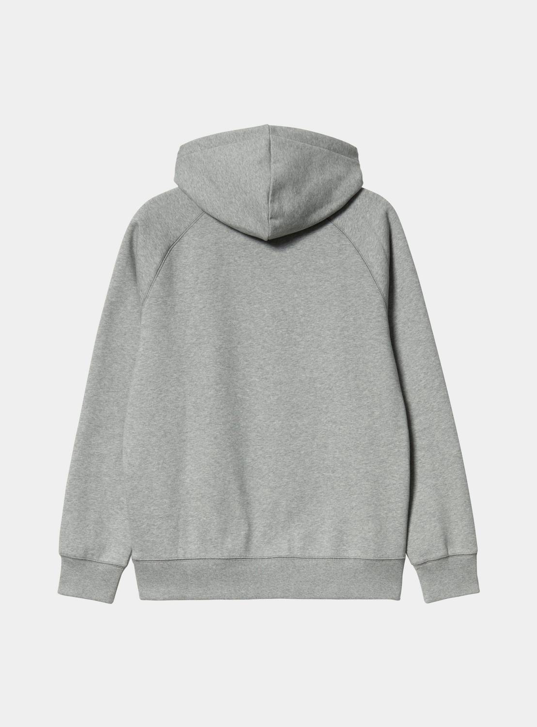 Back product view of the Carhartt WIP Hooded Chase Sweat in Grey Heather/Gold