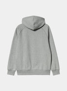 Back product view of the Carhartt WIP Hooded Chase Sweat in Grey Heather/Gold
