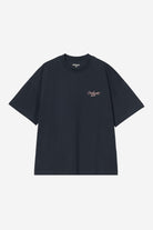 Carhartt WIP Short Sleeve Signature Script T-Shirt-Deep Night / Glassy Pink Deep Night / Glassy Pink detail view