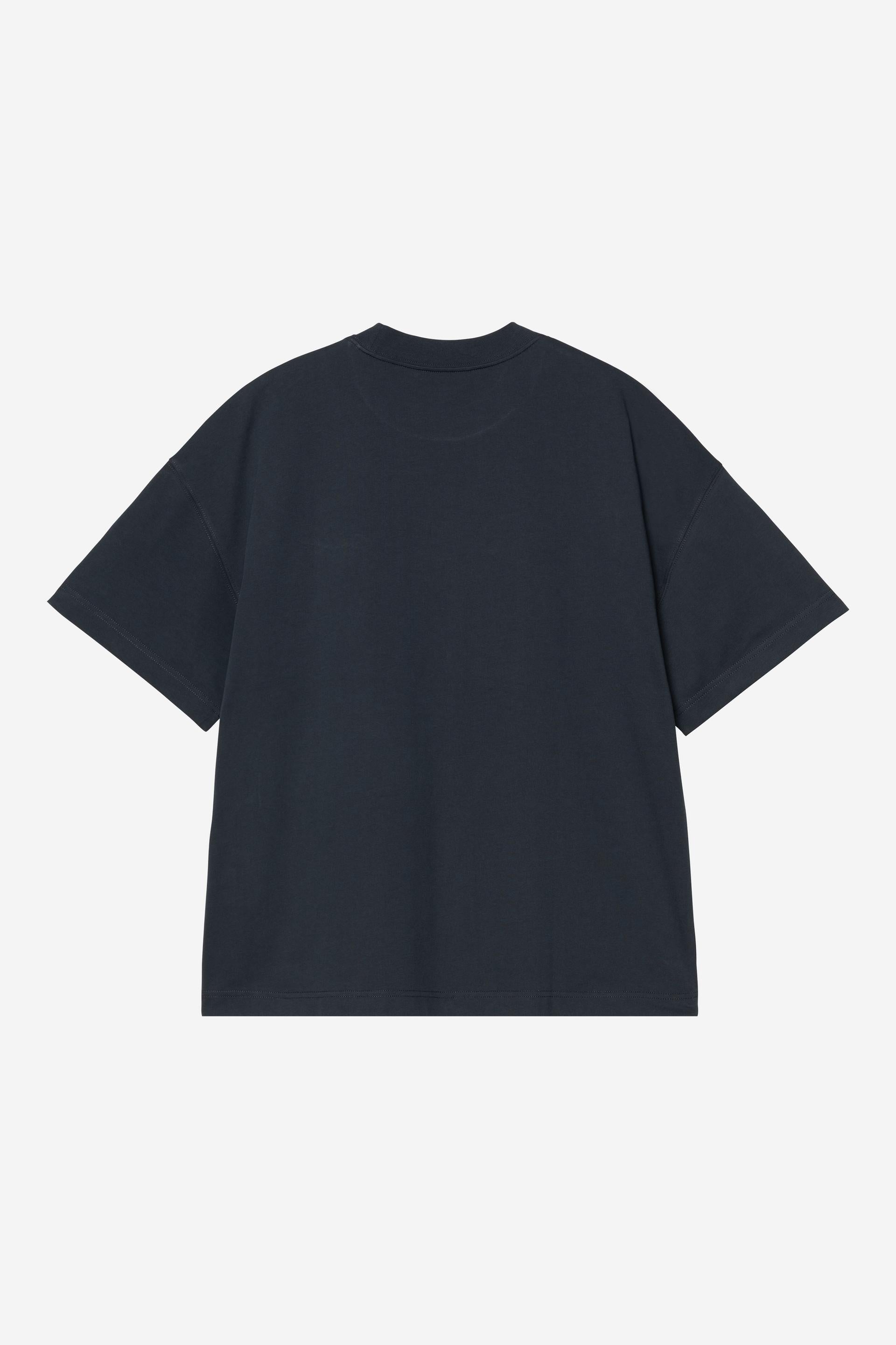 Carhartt WIP Short Sleeve Signature Script T-Shirt-Deep Night / Glassy Pink Deep Night / Glassy Pink back view