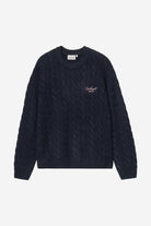Carhartt WIP Signature Sweater-Deep Night / Glassy Pink Deep Night / Glassy Pink front view