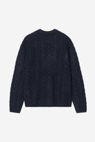 Carhartt WIP Signature Sweater-Deep Night / Glassy Pink Deep Night / Glassy Pink model front view