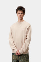 Carhartt WIP Script Embroidery Sweat-Fleur de Sel / White Fleur de Sel / White front view