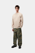 Carhartt WIP Script Embroidery Sweat-Fleur de Sel / White Fleur de Sel / White detail view