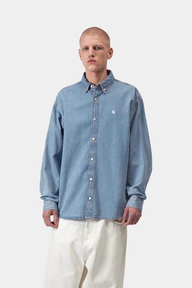 Carhartt WIP Lucas Shirt-Blue Bleached Blue front view