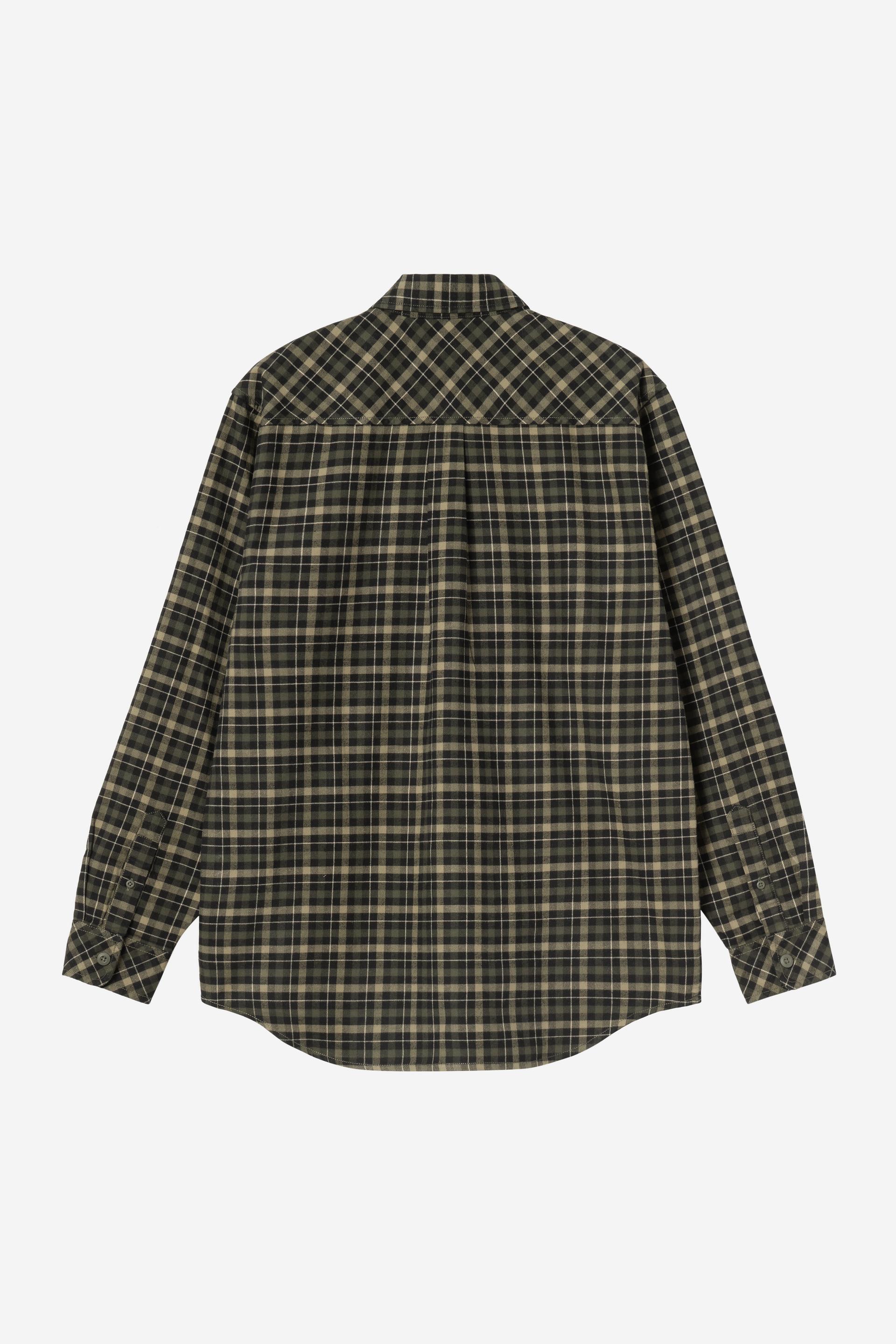 Carhartt WIP Long Sleeve Widmark Shirt-Widmark Check Cypress Widmark Check Cypress model front view
