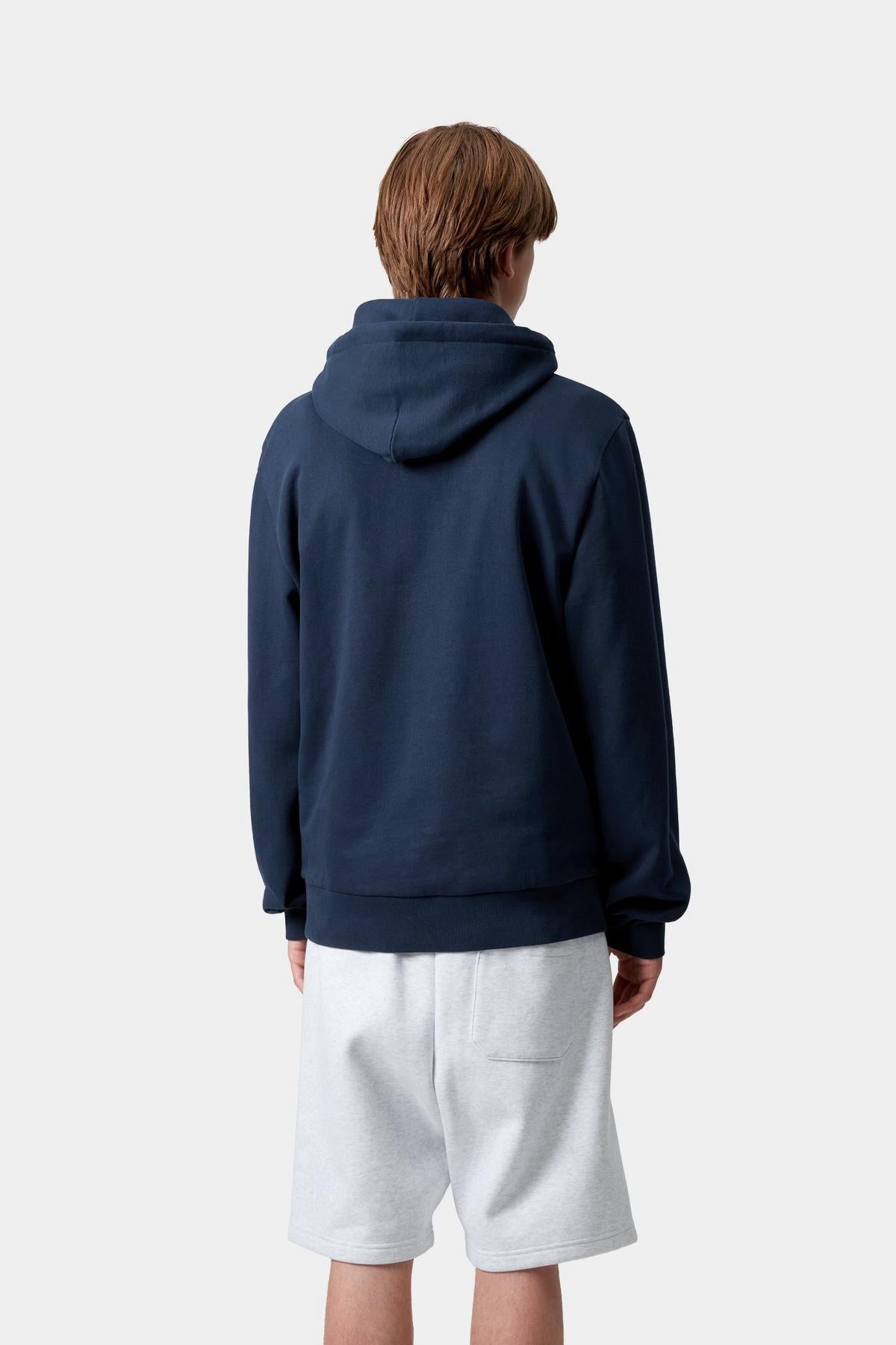 Hooded Script Embroidery Sweat-Jupiter/White