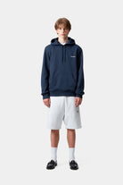 Carhartt WIP Hooded Script Embroidery Sweat-Jupiter/White Jupiter / White model front view