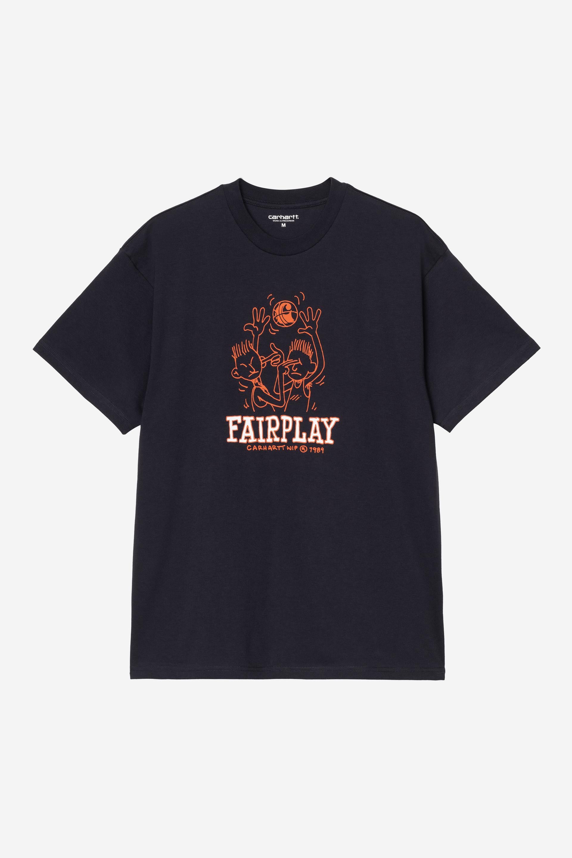 Men's Short Sleeve Fairplay T-Shirt-Dark Navy-Ghost Front View