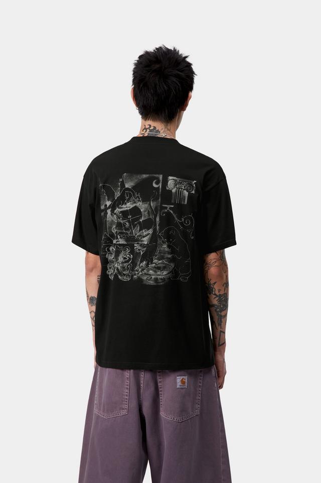 Men's Short Sleeve Okniceok 02 T-Shirt-Black-Model Wearing Tee, Closer Back View