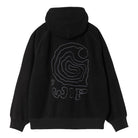 Carhartt WIP Hooded Helix Sweatshirt-Black / Porphyry Black / Porphyry model front view