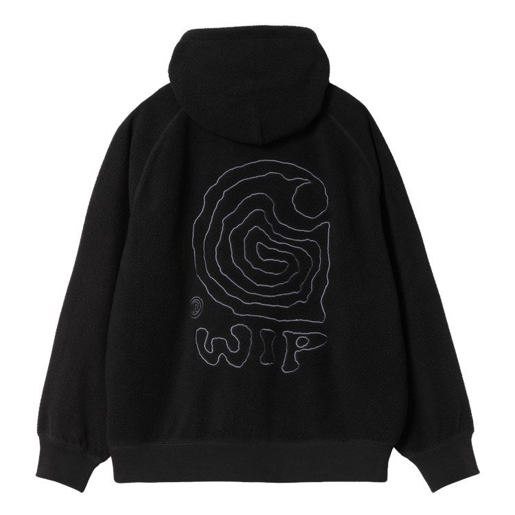 Carhartt WIP Hooded Helix Sweatshirt-Black / Porphyry Black / Porphyry model front view