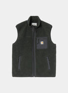 Carhartt WIP Prentis Vest Liner in Raven / Black, front view, with zip closure, funnel neck, chest pocket, and two front pockets