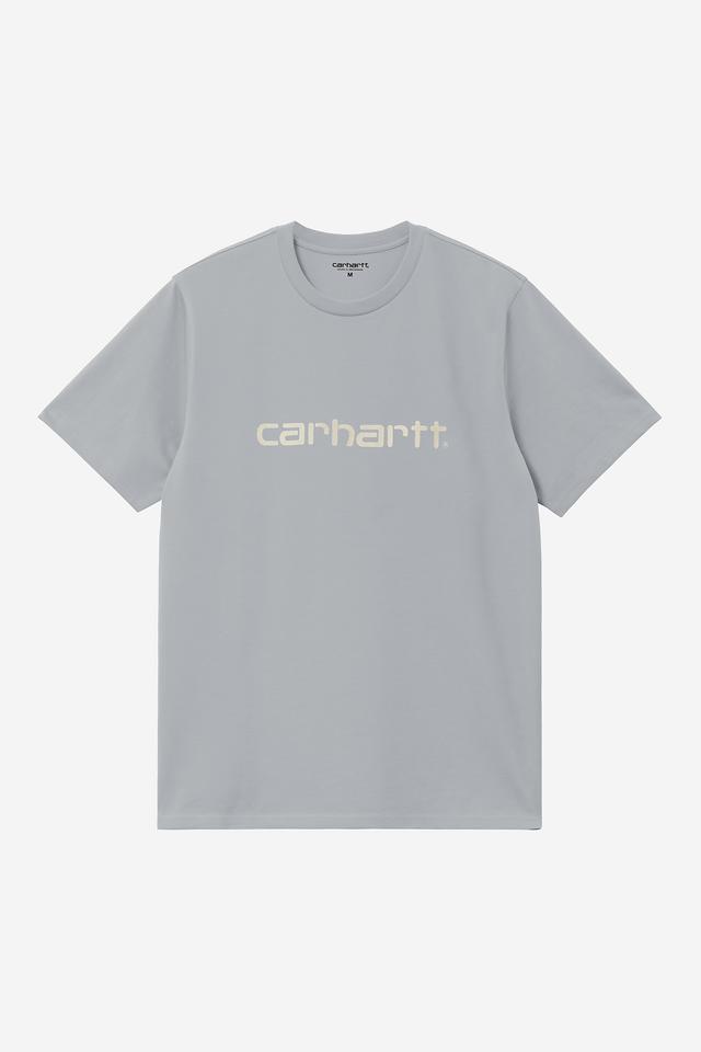 Gray t-shirt with 'Carhartt' logo on a white background