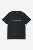 Carhartt WIP Short Sleeve Script T-Shirt-Deep Night / Gentle Green Deep Night / Gentle Green front view