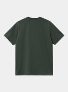 Carhartt WIP S/S Script T-Shirt in Dark Scarab / Palisander, back view of a short-sleeve T-shirt.