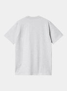 Carhartt WIP S/S Script T-Shirt in Ash Heather / Graphite, back view, short sleeves and crew neck visible.