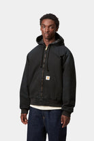 Carhartt WIP OG Active Jacket-Black/Stone Canvas BLACK model front view