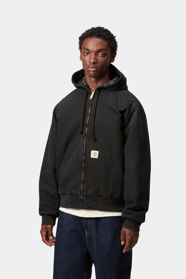 Carhartt WIP OG Active Jacket-Black/Stone Canvas BLACK model front view