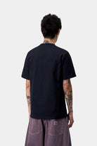 Carhartt WIP S/S University Script T-Shirt-Deep Night / White Deep Night / White model front view