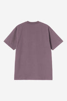 Carhartt WIP Short Sleeve University Script T-Shirt-Phlox / White Phlox / White model front view