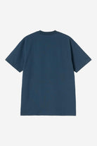 Carhartt WIP Short Sleeve University Script T-Shirt-Blue River / White Blue River / White model front view