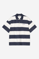 Carhartt WIP S/S Delray Polo-Delray Stripe Blue Delray Stripe  Blue front view