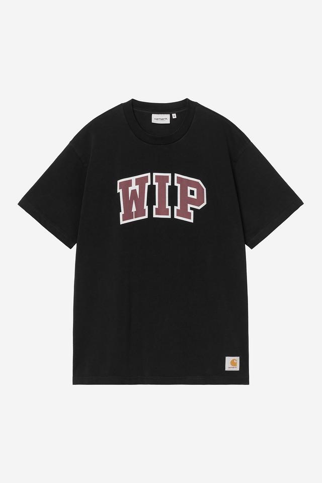 Black t-shirt with 'WIP' text on a white background