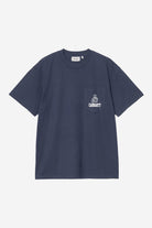 Carhartt WIP Short Sleeve Pond Corps Pocket T-Shirt-Blue Blue front view