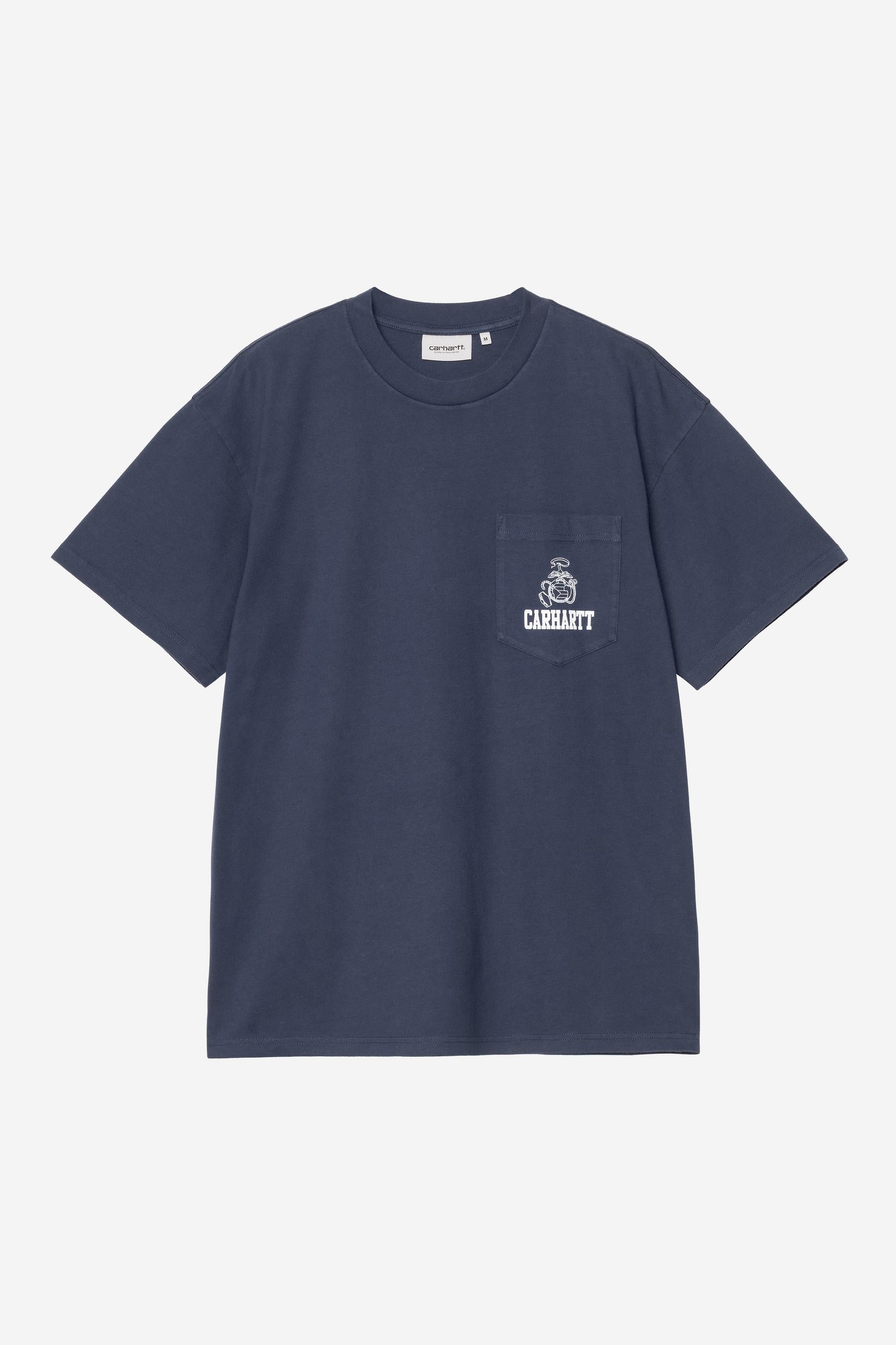 Carhartt WIP Short Sleeve Pond Corps Pocket T-Shirt-Blue Blue front view