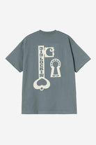 Carhartt WIP Short Sleeve Locked T-Shirt-Cozy Blue Cozy Blue model front view